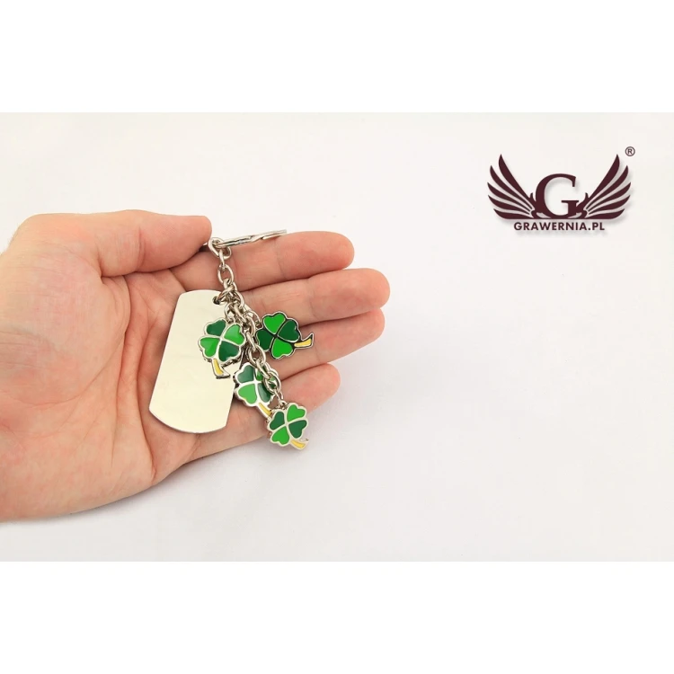 DOG TAG KEYCHAIN GREEN CLOVER - with your engraving - BP13