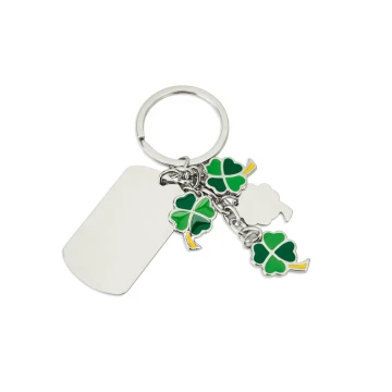 DOG TAG KEYCHAIN GREEN CLOVER - with your engraving - BP13