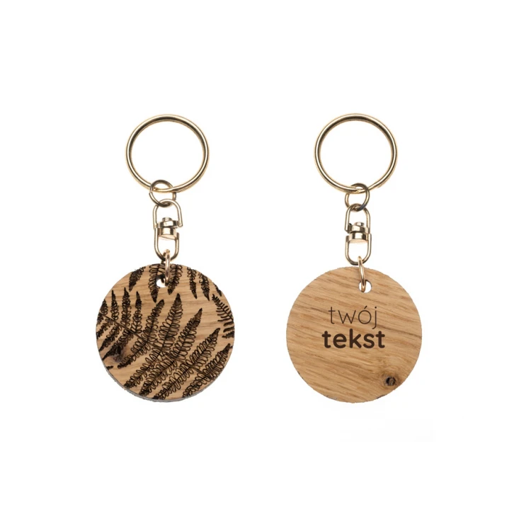 Fern Keychain - Solid Oak Wood - Custom Engraving - BP162