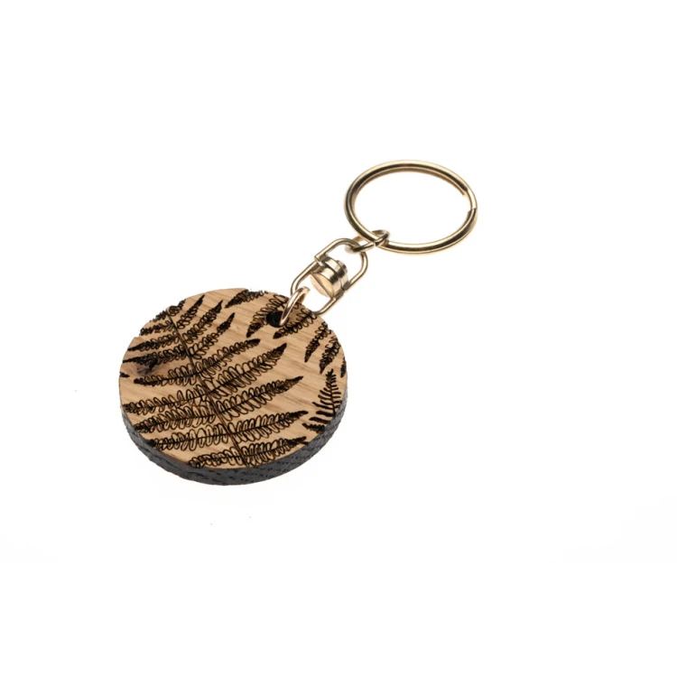 Fern Keychain - Solid Oak Wood - Custom Engraving - BP162