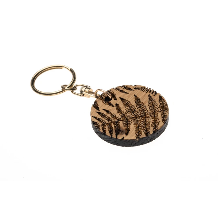 Fern Keychain - Solid Oak Wood - Custom Engraving - BP162