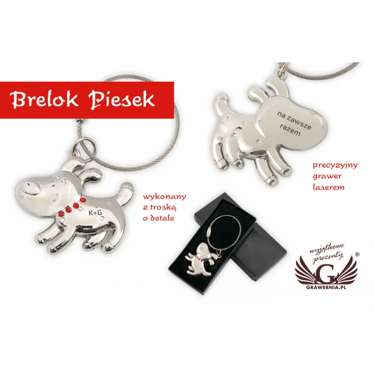 DOG Keyring with Crystals - with Your Engraving - BP69