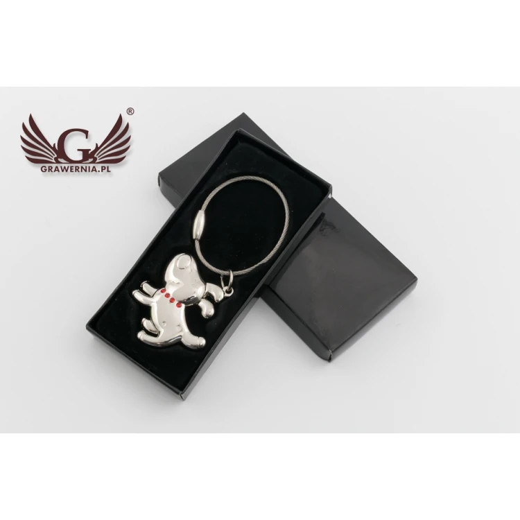 DOG Keyring with Crystals - with Your Engraving - BP69