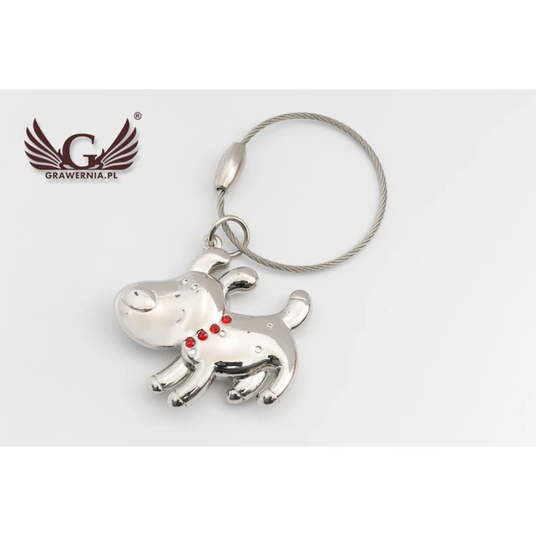 DOG Keyring with Crystals - with Your Engraving - BP69