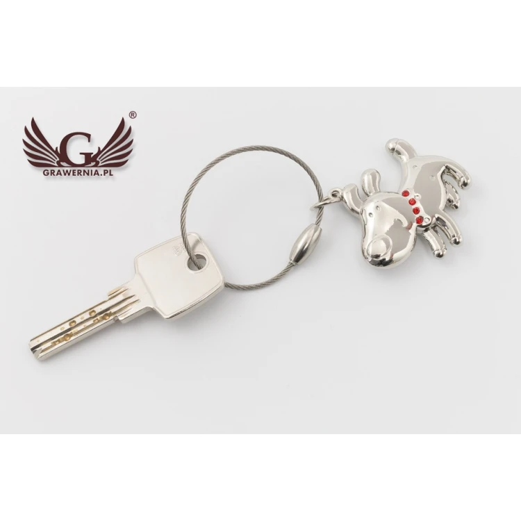 DOG Keyring with Crystals - with Your Engraving - BP69