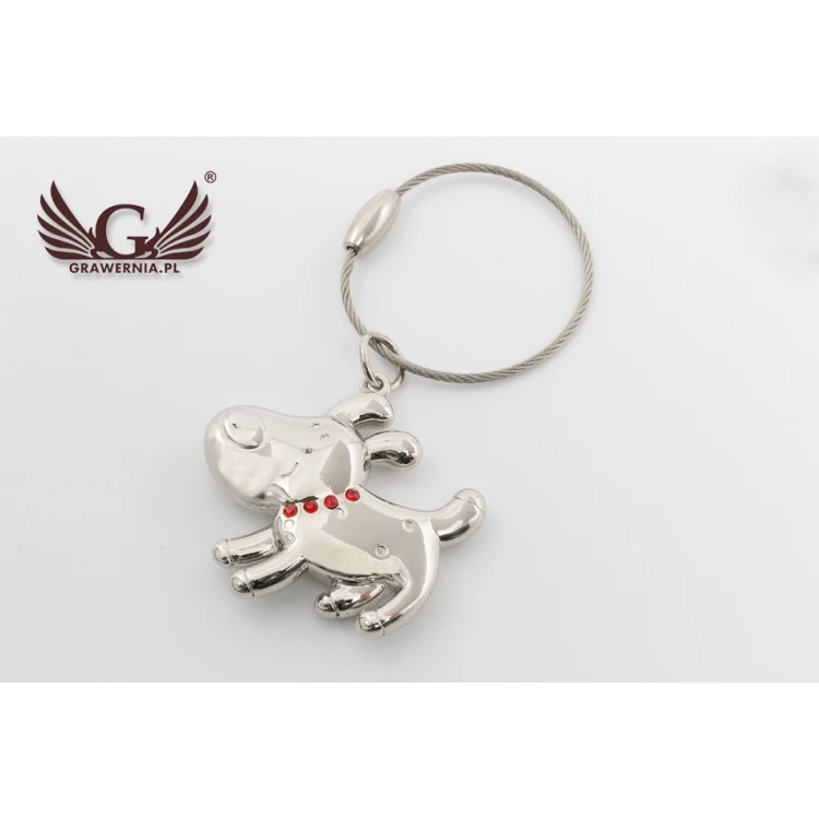 DOG Keyring with Crystals - with Your Engraving - BP69