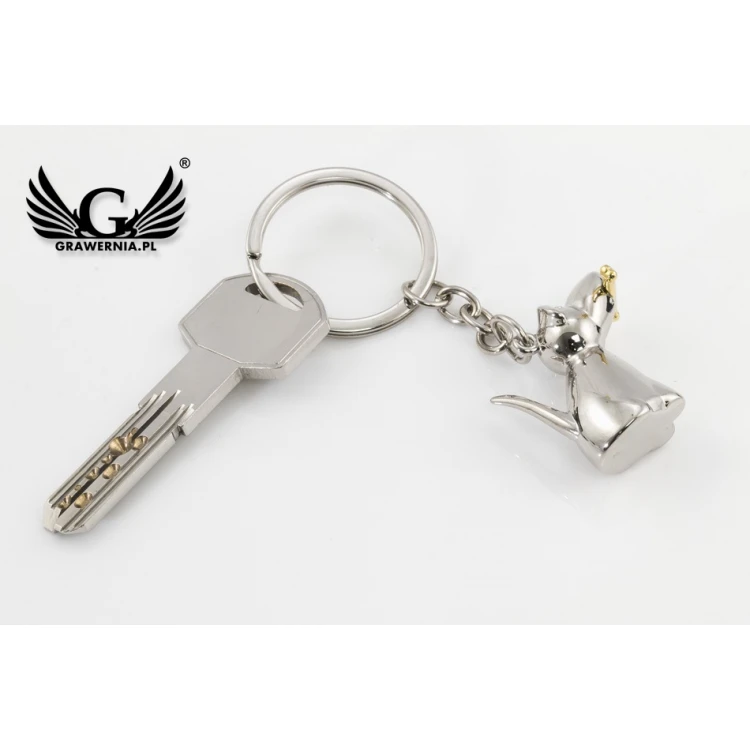 DOG Keyring with a Gold Bone - with Your Engraving - BP44