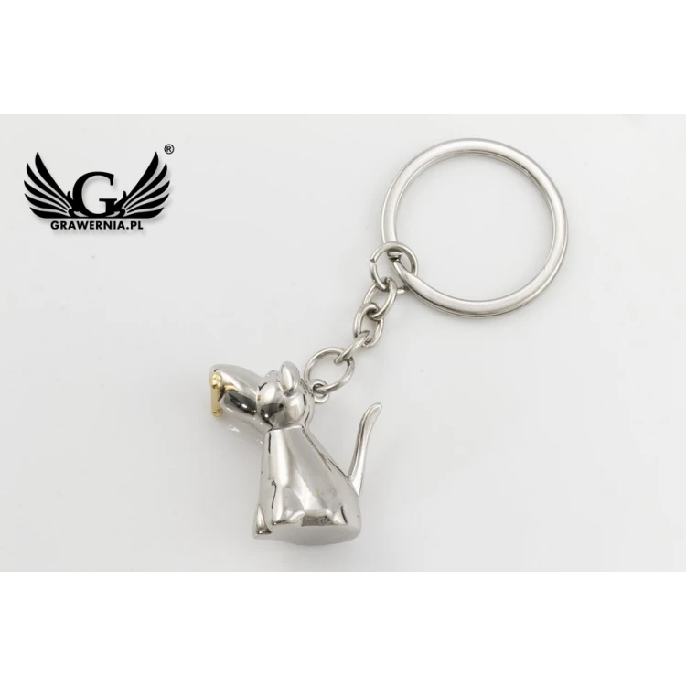 DOG Keyring with a Gold Bone - with Your Engraving - BP44