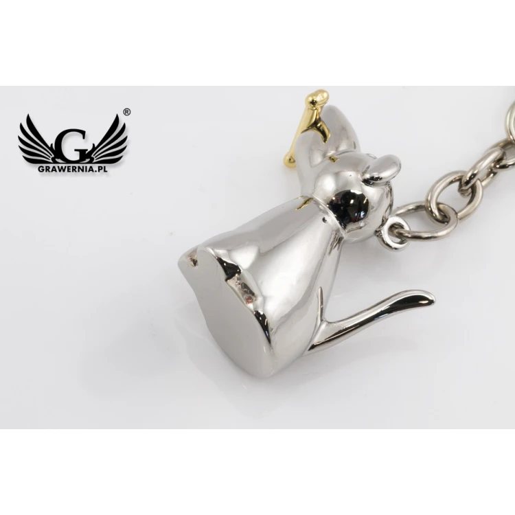 DOG Keyring with a Gold Bone - with Your Engraving - BP44