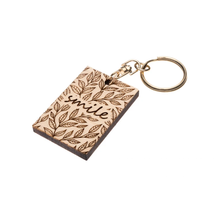 Smile Keychain - Light Maple Wood - Custom Engraving - BP148