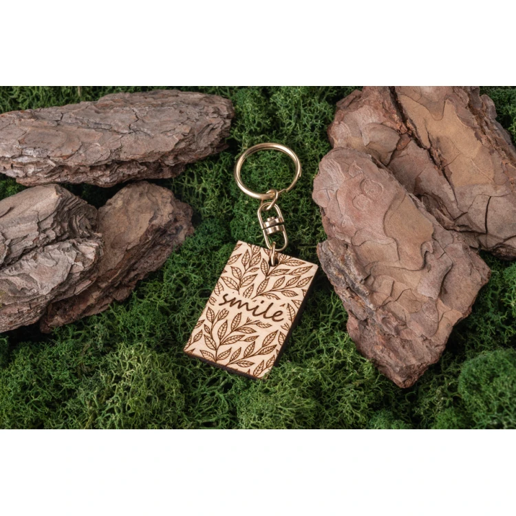 Smile Keychain - Light Maple Wood - Custom Engraving - BP148