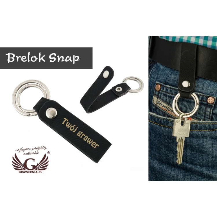 SNAP KEYCHAIN - black - with your engraving - BP78