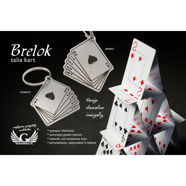 Steel Keychain Deck of Cards - Laser Engraved - 3mm Steel - BM025