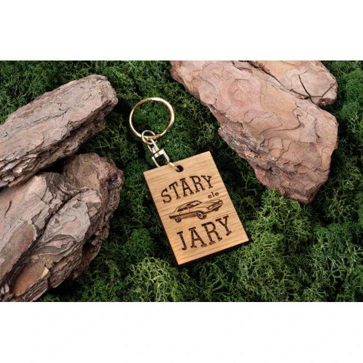Keychain Old but Gold - Solid Oak Wood - Any Engraving - BP155