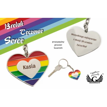 RAINBOW HEART KEYCHAIN with your engraving - BP65