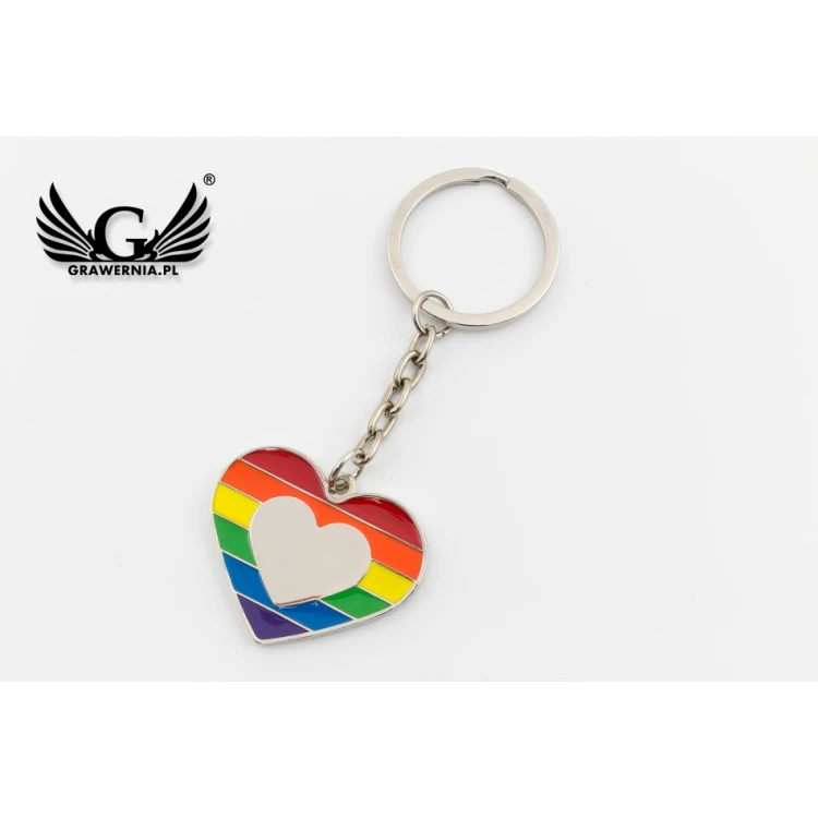 RAINBOW HEART KEYCHAIN with your engraving - BP65