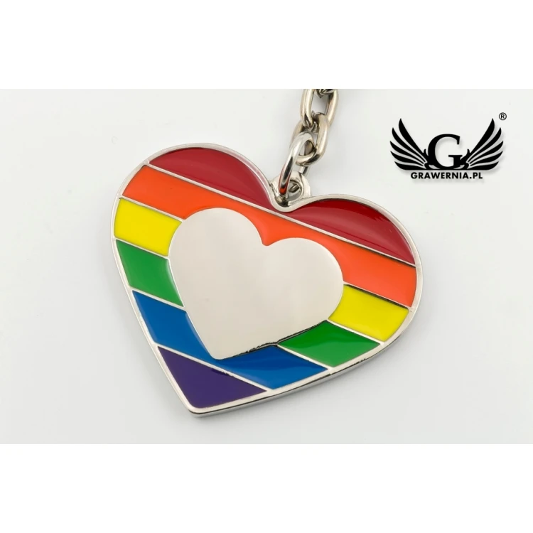 RAINBOW HEART KEYCHAIN with your engraving - BP65