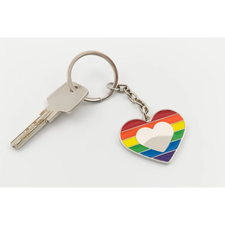RAINBOW HEART KEYCHAIN with your engraving - BP65