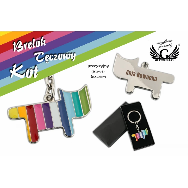 RAINBOW CAT KEYCHAIN with your engraving - BP64