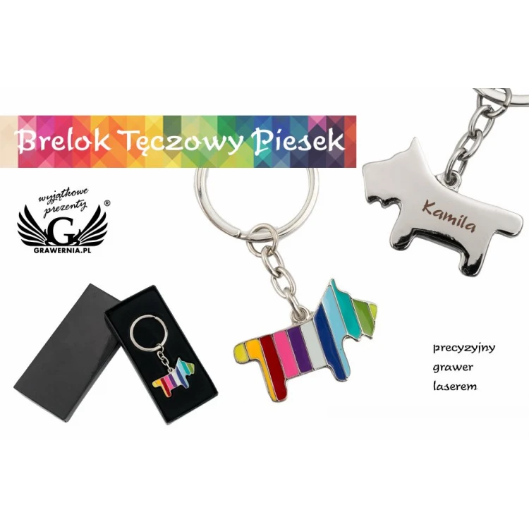 RAINBOW PUPPY KEYCHAIN with your engraving - BP101