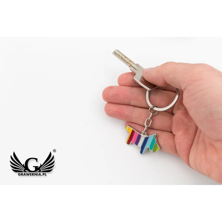 RAINBOW PUPPY KEYCHAIN with your engraving - BP101