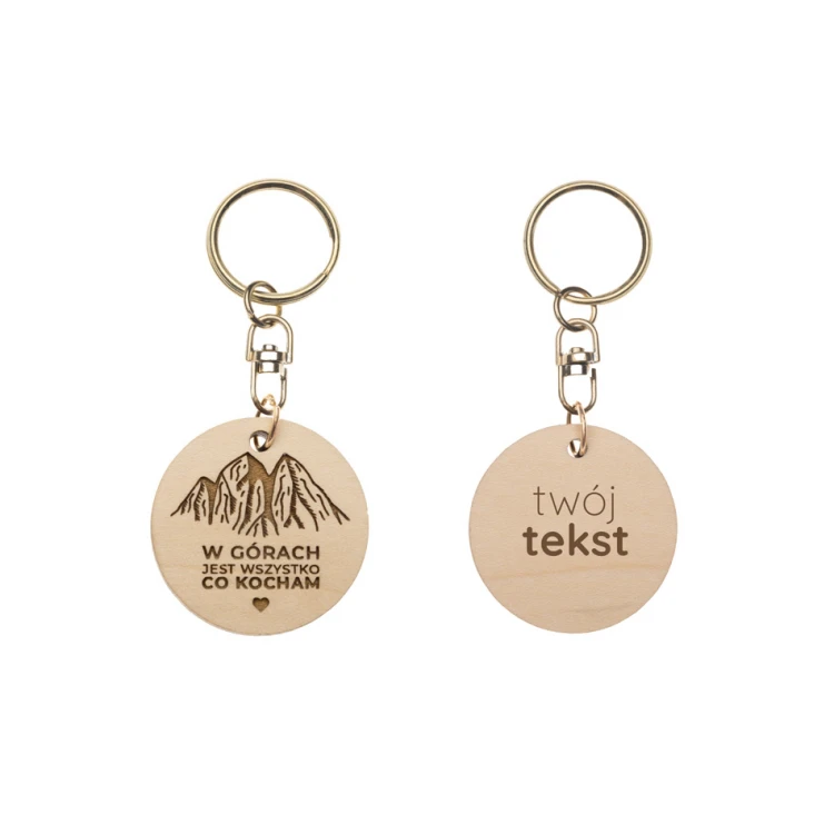 Keychain in the mountains is everything I love - solid maple wood - any engraving - BP166