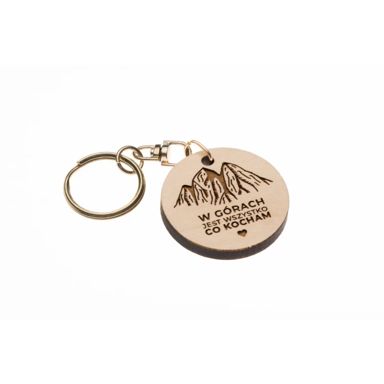 Keychain in the mountains is everything I love - solid maple wood - any engraving - BP166