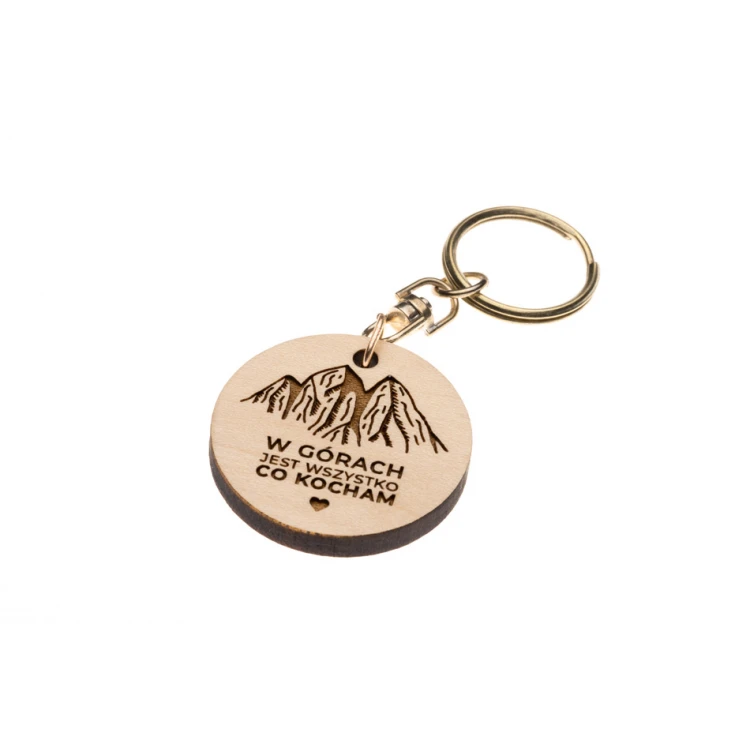 Keychain in the mountains is everything I love - solid maple wood - any engraving - BP166