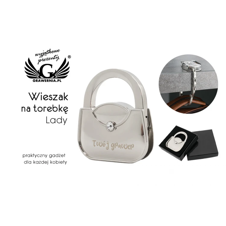 Handbag Hanger with Custom Engraving - Lady - BP94
