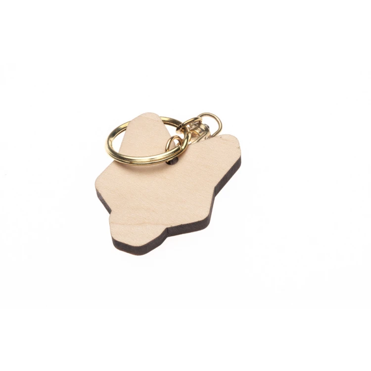 Wolf Keychain 2 - Light Maple Wood - Custom Engraving - BP153