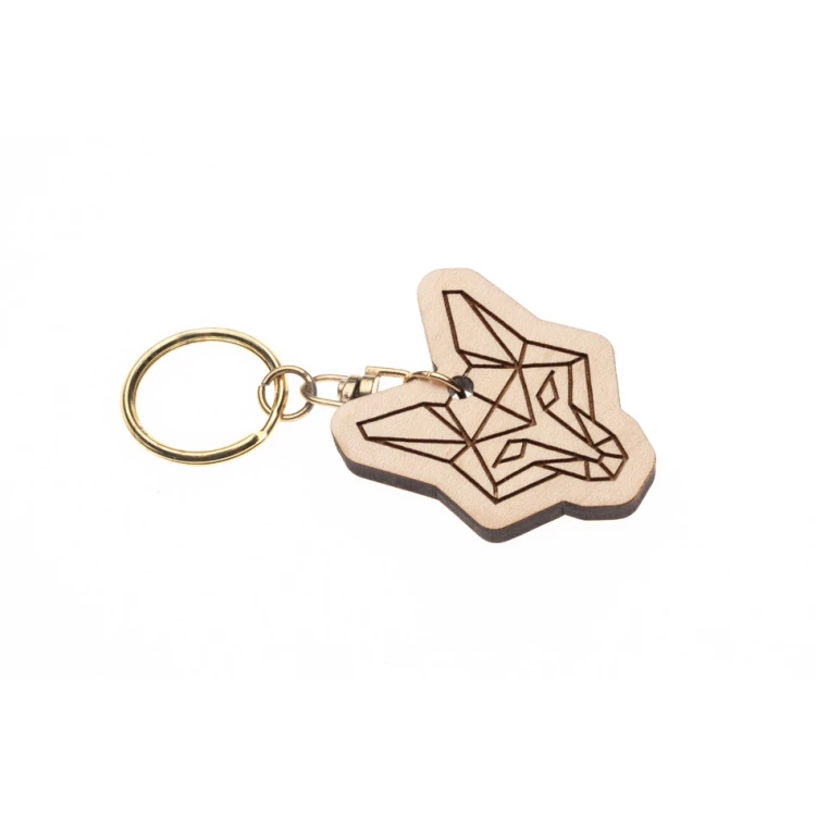 Wolf Keychain 2 - Light Maple Wood - Custom Engraving - BP153
