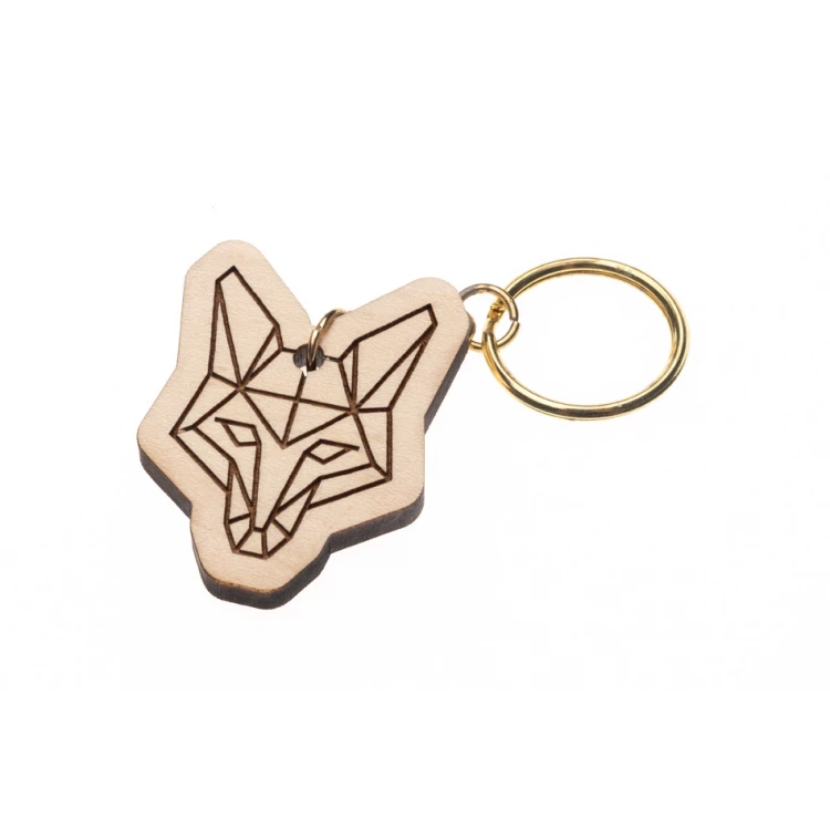 Wolf Keychain 2 - Light Maple Wood - Custom Engraving - BP153