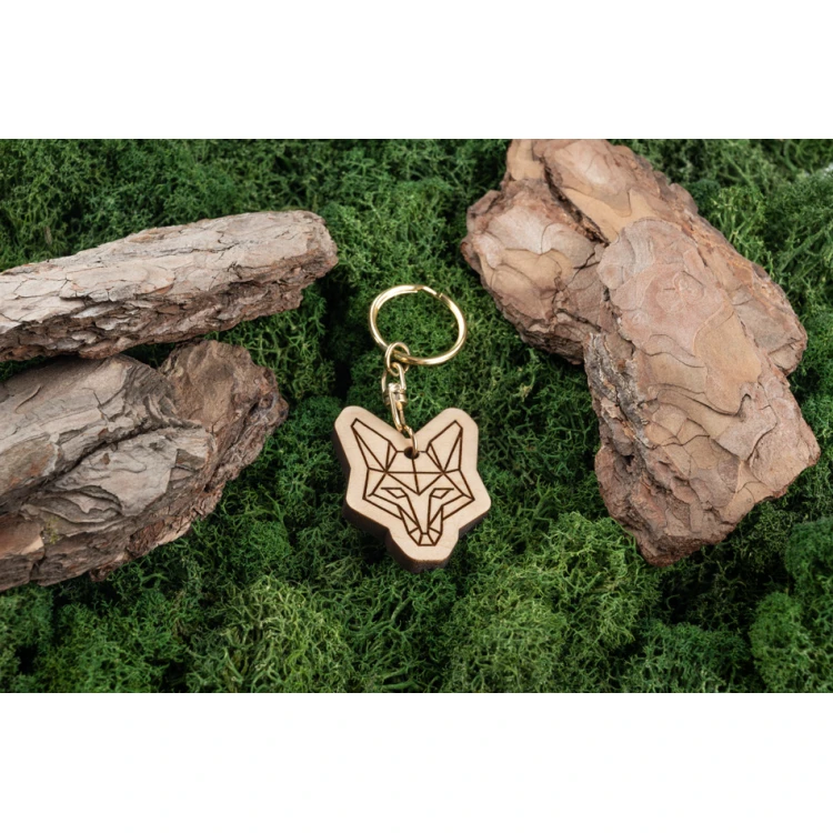 Wolf Keychain 2 - Light Maple Wood - Custom Engraving - BP153