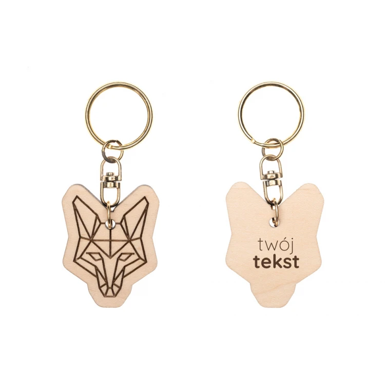Wolf Keychain 2 - Light Maple Wood - Custom Engraving - BP153