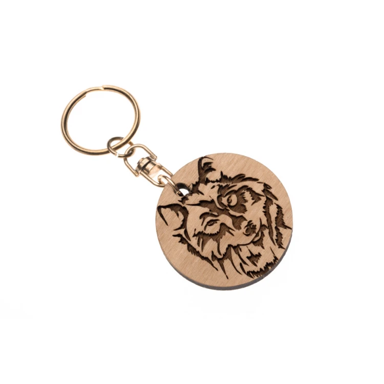 Wolf Keychain 1 - Light Alder Wood - Custom Engraving - BP152