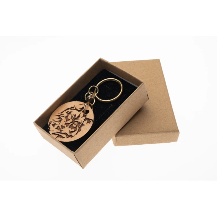 Wolf Keychain 1 - Light Alder Wood - Custom Engraving - BP152