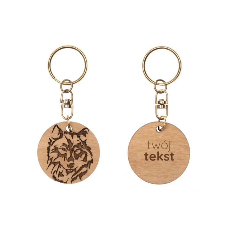 Wolf Keychain 1 - Light Alder Wood - Custom Engraving - BP152