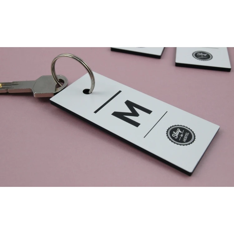 Engraving Laminate Keyring - BLACK & WHITE TOMBREL