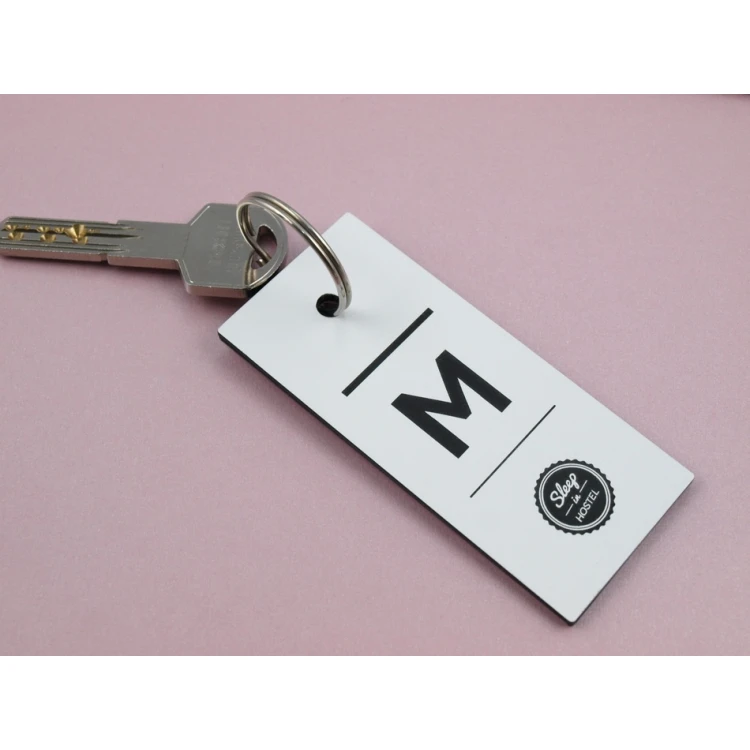 Engraving Laminate Keyring - BLACK & WHITE TOMBREL