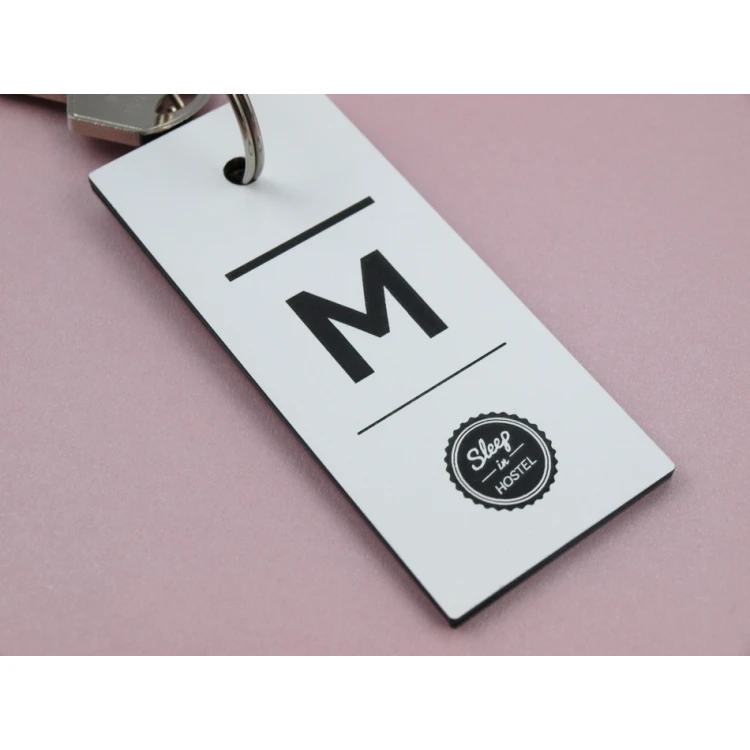Engraving Laminate Keyring - BLACK & WHITE TOMBREL
