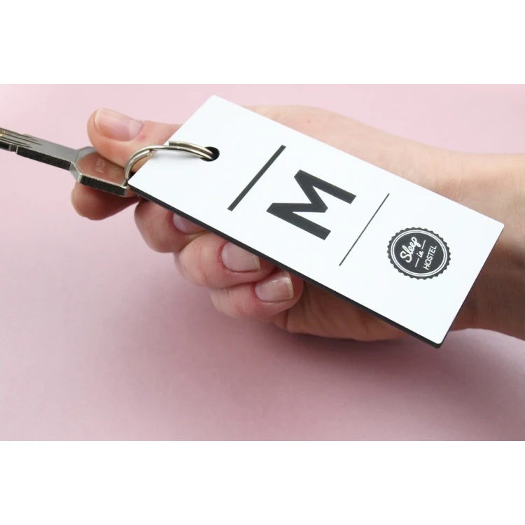 Engraving Laminate Keyring - BLACK & WHITE TOMBREL