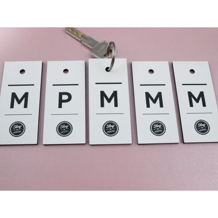 Engraving Laminate Keyring - BLACK & WHITE TOMBREL