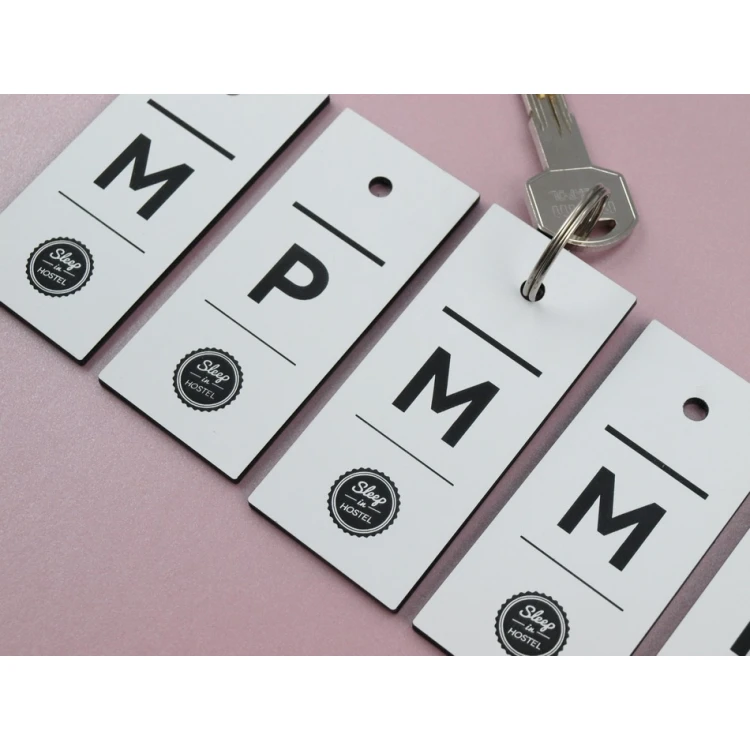 Engraving Laminate Keyring - BLACK & WHITE TOMBREL
