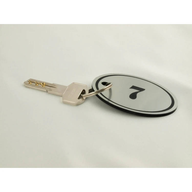 Engraving Laminate Keyring - OVAL - SATIN SILVER