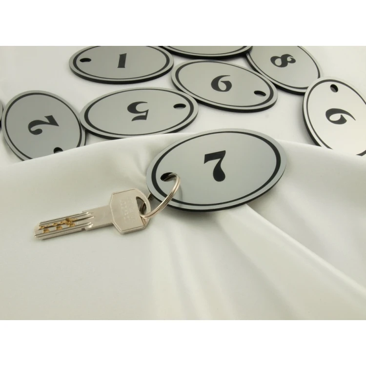 Engraving Laminate Keyring - OVAL - SATIN SILVER