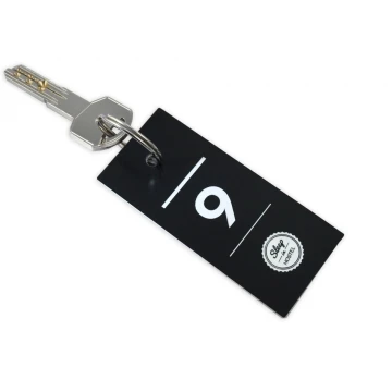 Engraving Laminate Keyring - BLACK & WHITE TOMBREL