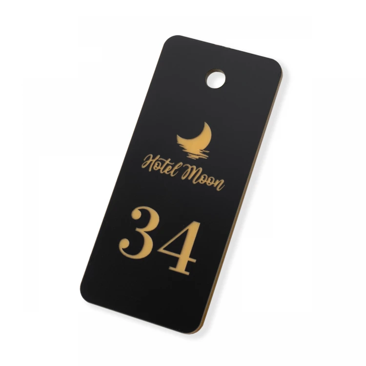 Engraving Laminate Keyring - BLACK & GOLD TOMBREL