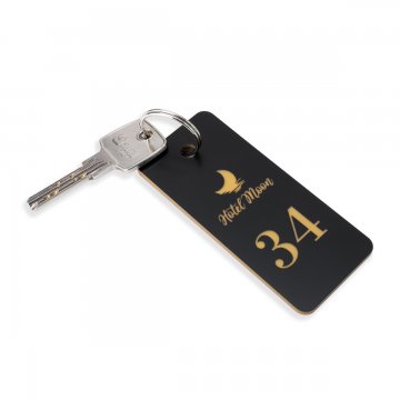 Engraving Laminate Keyring - BLACK & GOLD TOMBREL