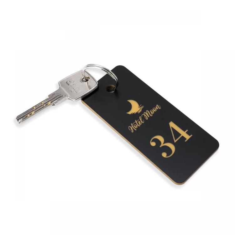 Engraving Laminate Keyring - BLACK & GOLD TOMBREL