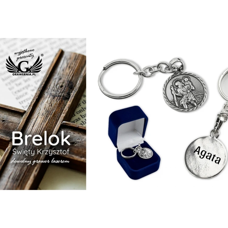 Keychain with the image of Saint Christopher - any engraving - SRB029